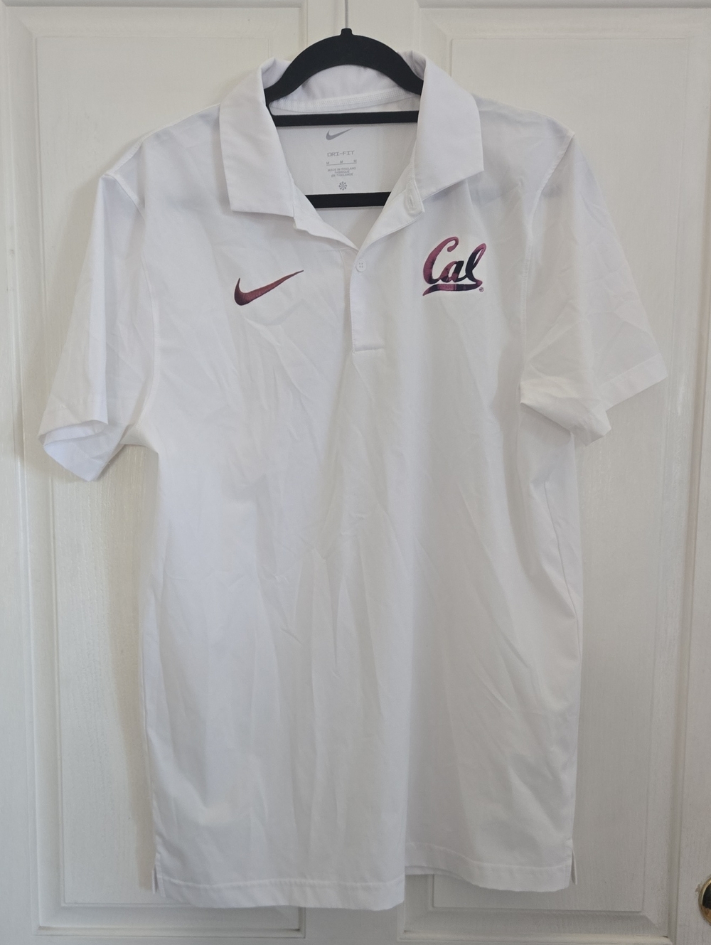 Nike Men’s White Polo with Maroon Cal Logo